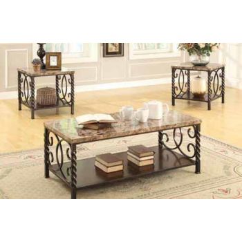 Faux Marble Top 3pc Table Set 