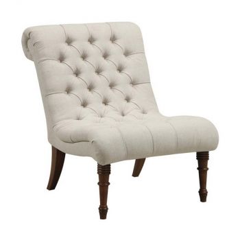 Beige Accent Chair Button Tufting