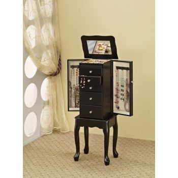 Black Queen Anne Jewelry Armoire