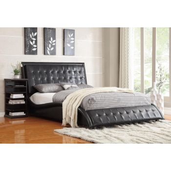 Black Upholstered Bed 