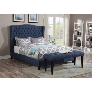 Acme Faye Blue Linen Bed 