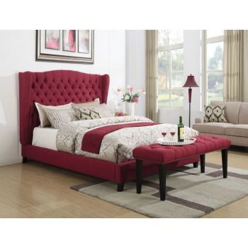 Acme Faye Red Linen Bed 