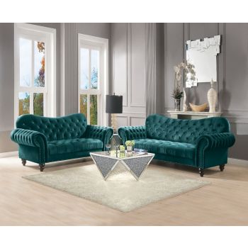 Acme Iberis Green Vintage Sofa  And Love Seat 