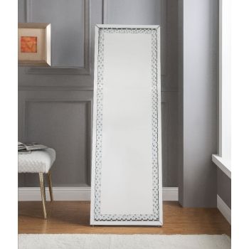 Nysa Mirrored and Faux Crystals Accent Floor Mirror