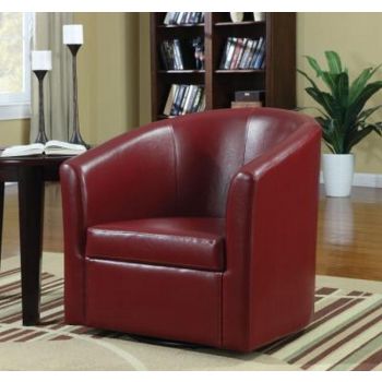 RED SWIVEL BARREL BACK ACCENT CHAIR