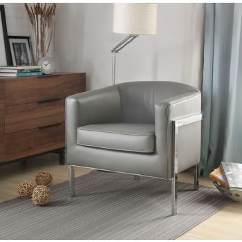 Tiarnan Accent Chair Vintage Gray PU and Chrome
