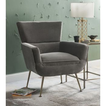 Varik Gray Velvet Accent Chair