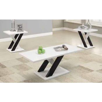 WHITE AND BLACK  MODERN 3PC TABLE SET