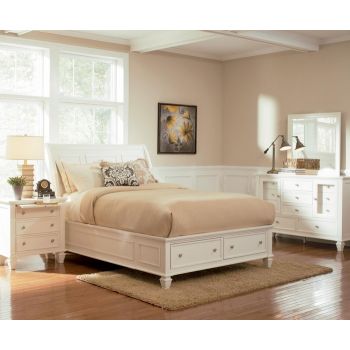 Sandy Beach White Sleigh Bedroom Collection